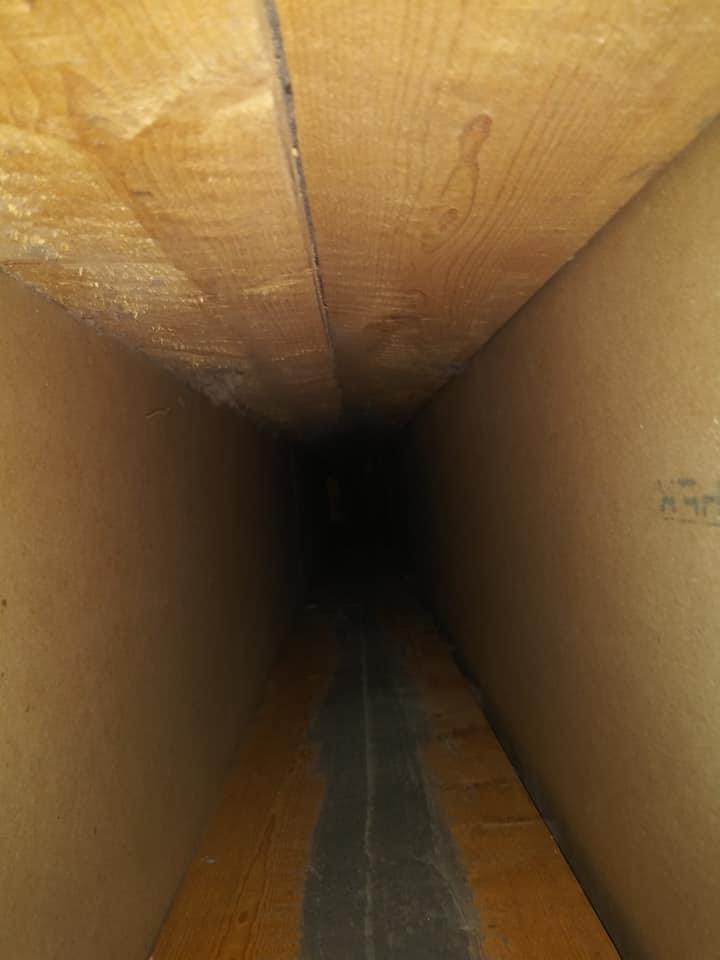 A view of the inside of a box.